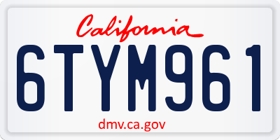 CA license plate 6TYM961