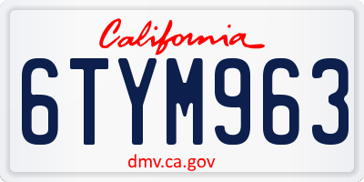 CA license plate 6TYM963