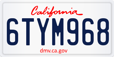 CA license plate 6TYM968