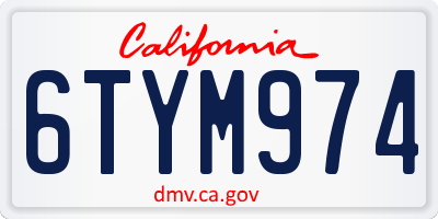CA license plate 6TYM974