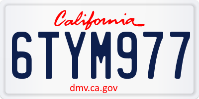 CA license plate 6TYM977