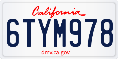 CA license plate 6TYM978