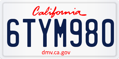 CA license plate 6TYM980