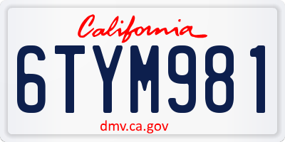 CA license plate 6TYM981