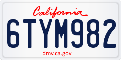 CA license plate 6TYM982
