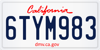 CA license plate 6TYM983