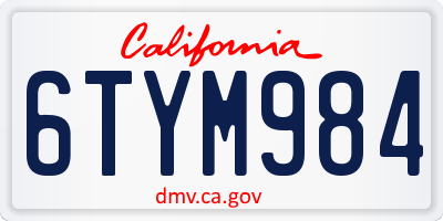 CA license plate 6TYM984