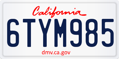 CA license plate 6TYM985