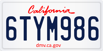 CA license plate 6TYM986
