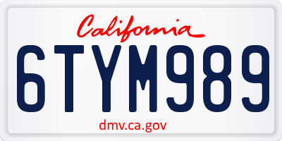 CA license plate 6TYM989