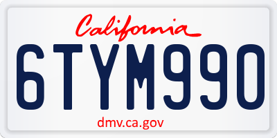 CA license plate 6TYM990