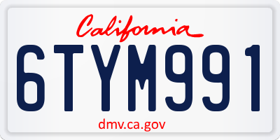 CA license plate 6TYM991