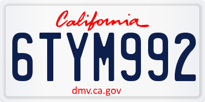 CA license plate 6TYM992