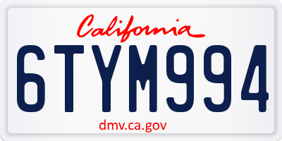 CA license plate 6TYM994