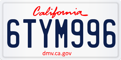 CA license plate 6TYM996