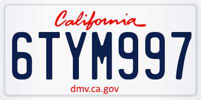 CA license plate 6TYM997