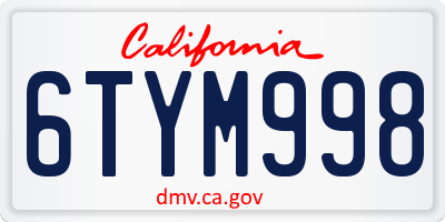 CA license plate 6TYM998