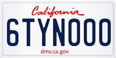 CA license plate 6TYN000