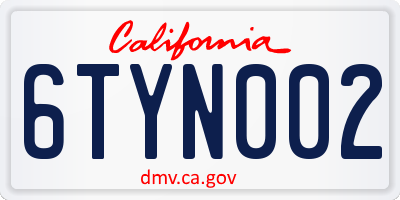 CA license plate 6TYN002