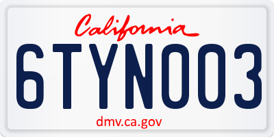 CA license plate 6TYN003