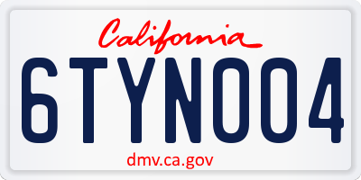 CA license plate 6TYN004