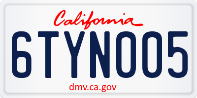 CA license plate 6TYN005