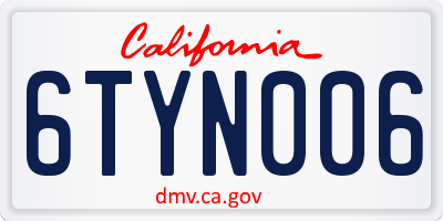 CA license plate 6TYN006