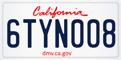 CA license plate 6TYN008