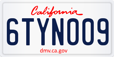 CA license plate 6TYN009