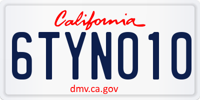 CA license plate 6TYN010