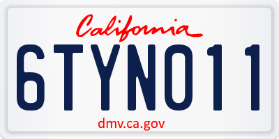 CA license plate 6TYN011