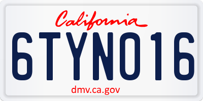 CA license plate 6TYN016