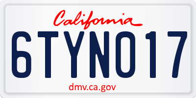 CA license plate 6TYN017