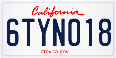 CA license plate 6TYN018