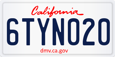 CA license plate 6TYN020