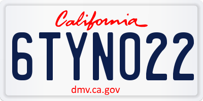 CA license plate 6TYN022