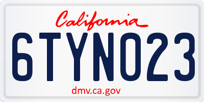 CA license plate 6TYN023