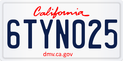 CA license plate 6TYN025