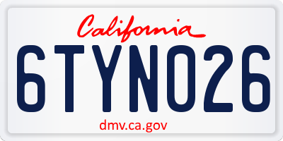 CA license plate 6TYN026