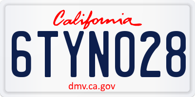 CA license plate 6TYN028