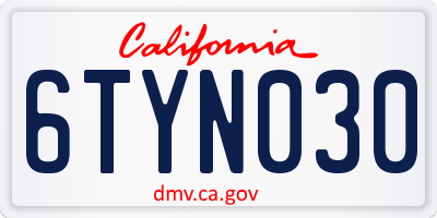 CA license plate 6TYN030