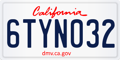 CA license plate 6TYN032
