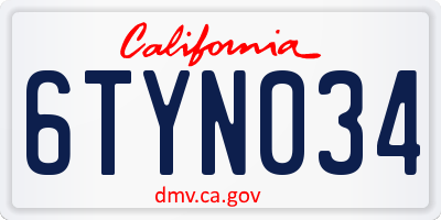 CA license plate 6TYN034