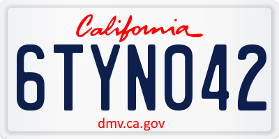 CA license plate 6TYN042