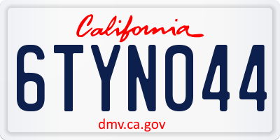 CA license plate 6TYN044