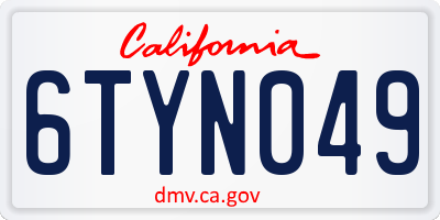 CA license plate 6TYN049