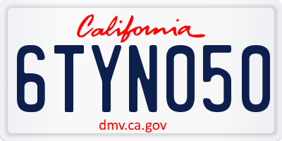 CA license plate 6TYN050