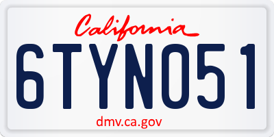 CA license plate 6TYN051