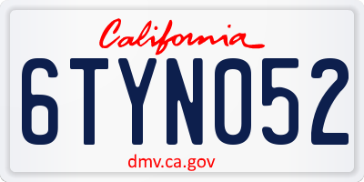 CA license plate 6TYN052