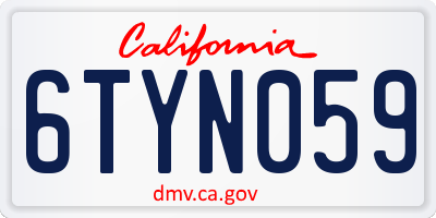 CA license plate 6TYN059